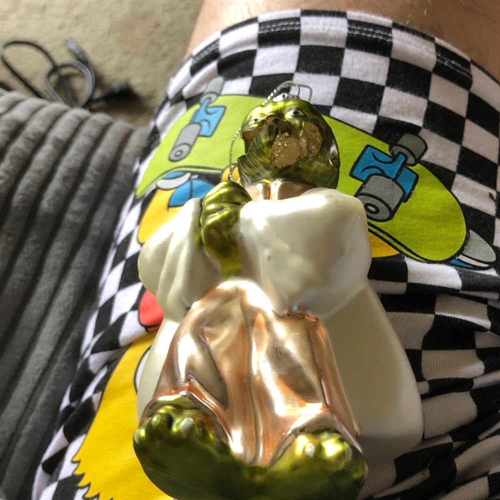Green Bear Ornament with White Coat - Brand Unspecified